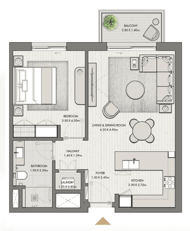 Type 1C Vairiant 2 - Building 2 - 1br