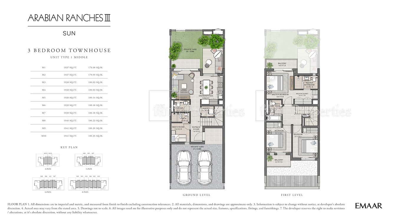 Sun at Arabian Ranches 3, 3-Bed Floor Plan, type: 3 Bedroom Type 1