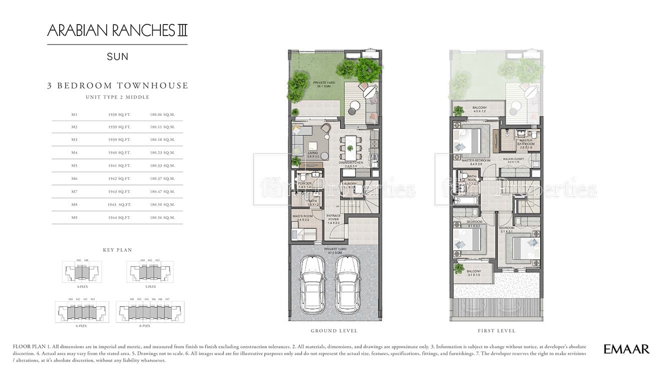 Sun at Arabian Ranches 3, 3-Bed Floor Plan, type: 3 Bedroom Type 2