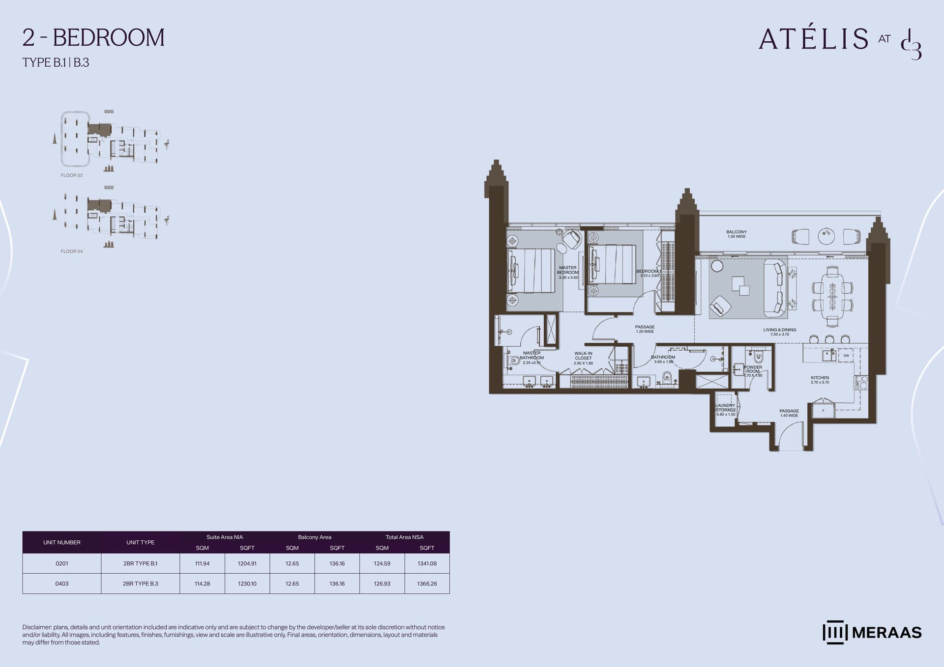 Atelis at D3, 2-Bed Floor Plan, type: 2 Bed