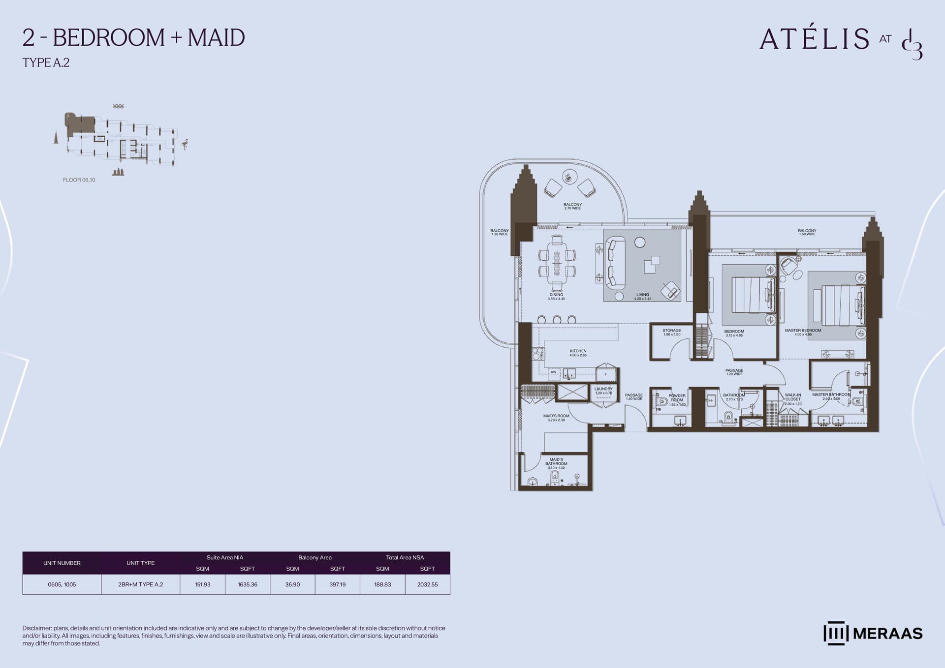 Atelis at D3, 2-Bed Floor Plan, type: 2 Bed