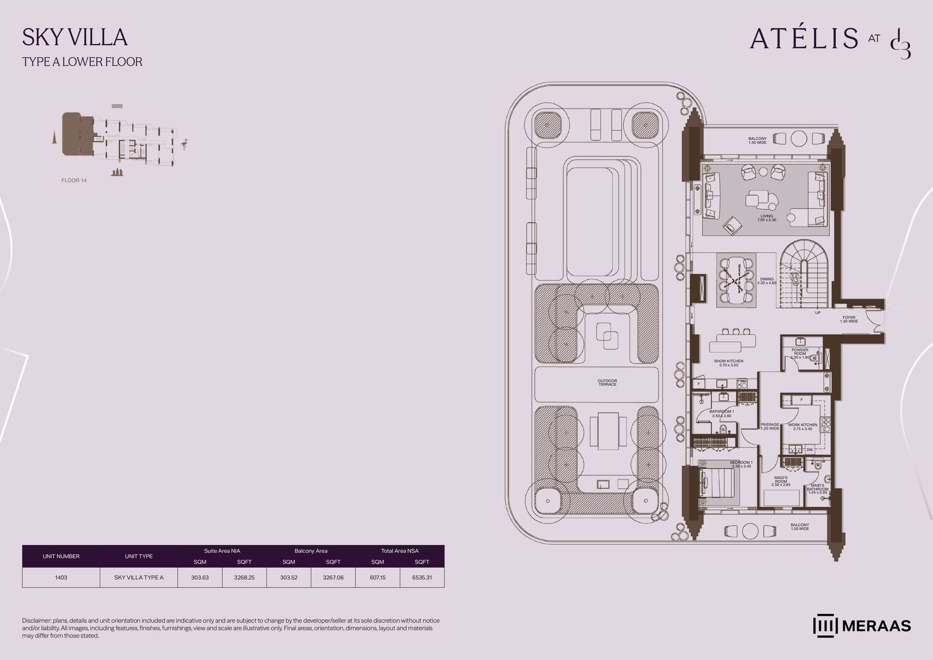 Atelis at D3, 4-Bed Floor Plan, type: Sky Villa Lower Floor