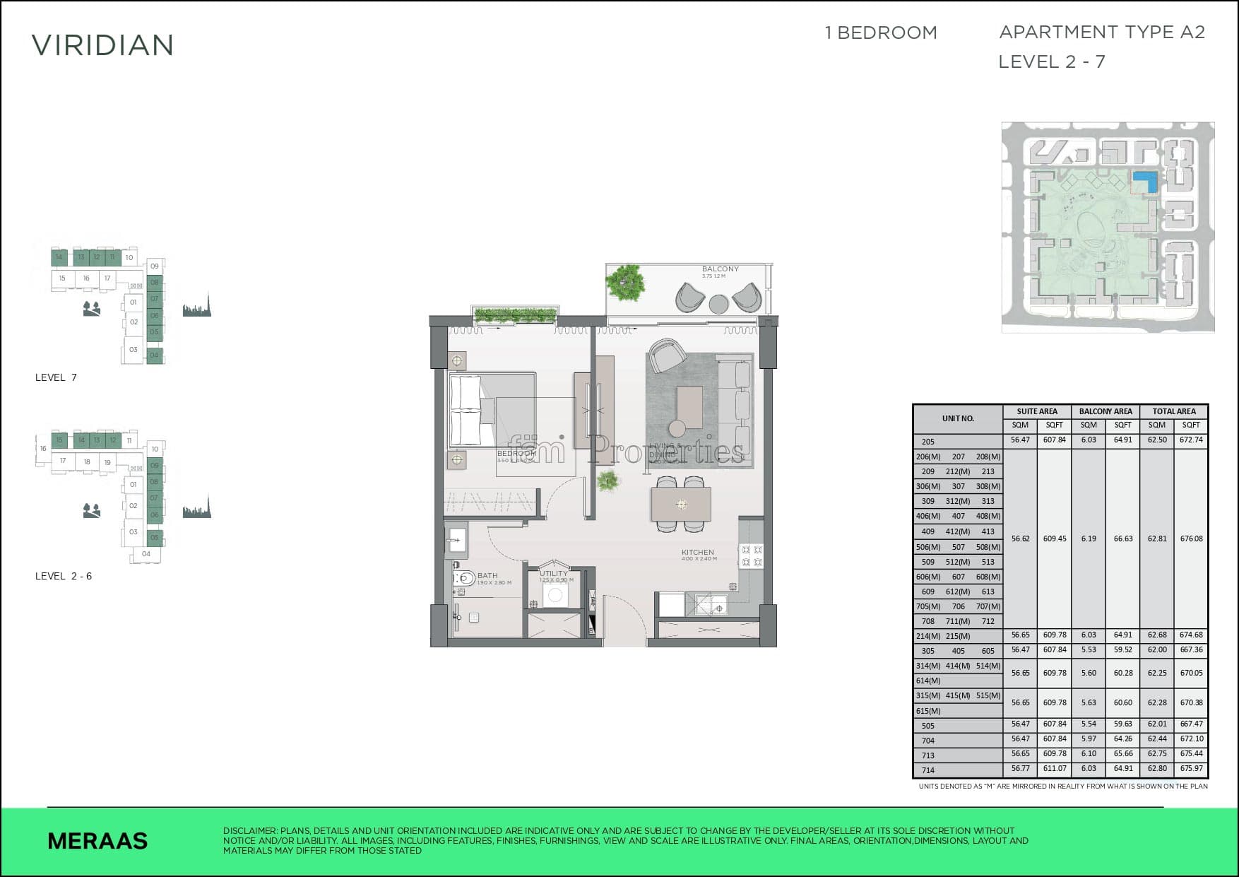 Central Park City Walk Apartments, 1-Bed Floor Plan, type: 1 bedroom