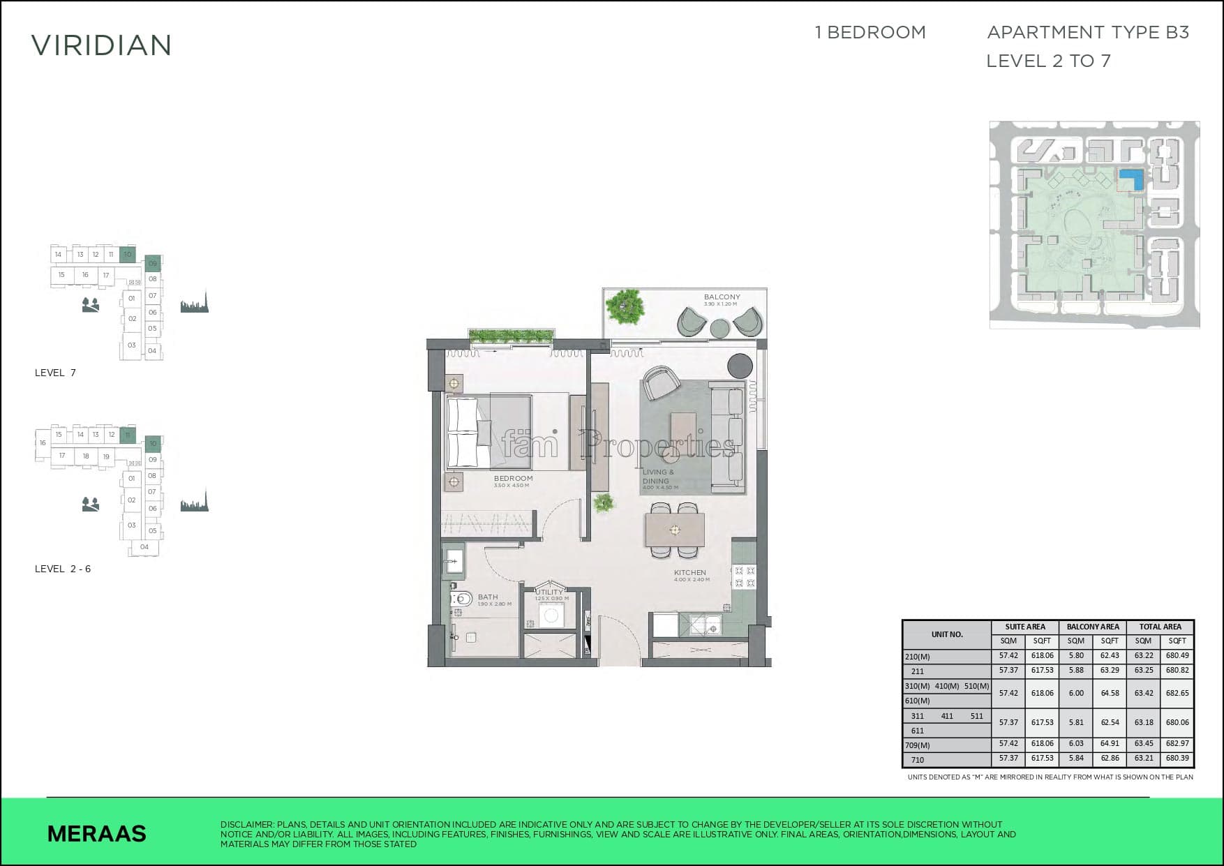 Central Park City Walk Apartments, 1-Bed Floor Plan, type: 1 bedroom