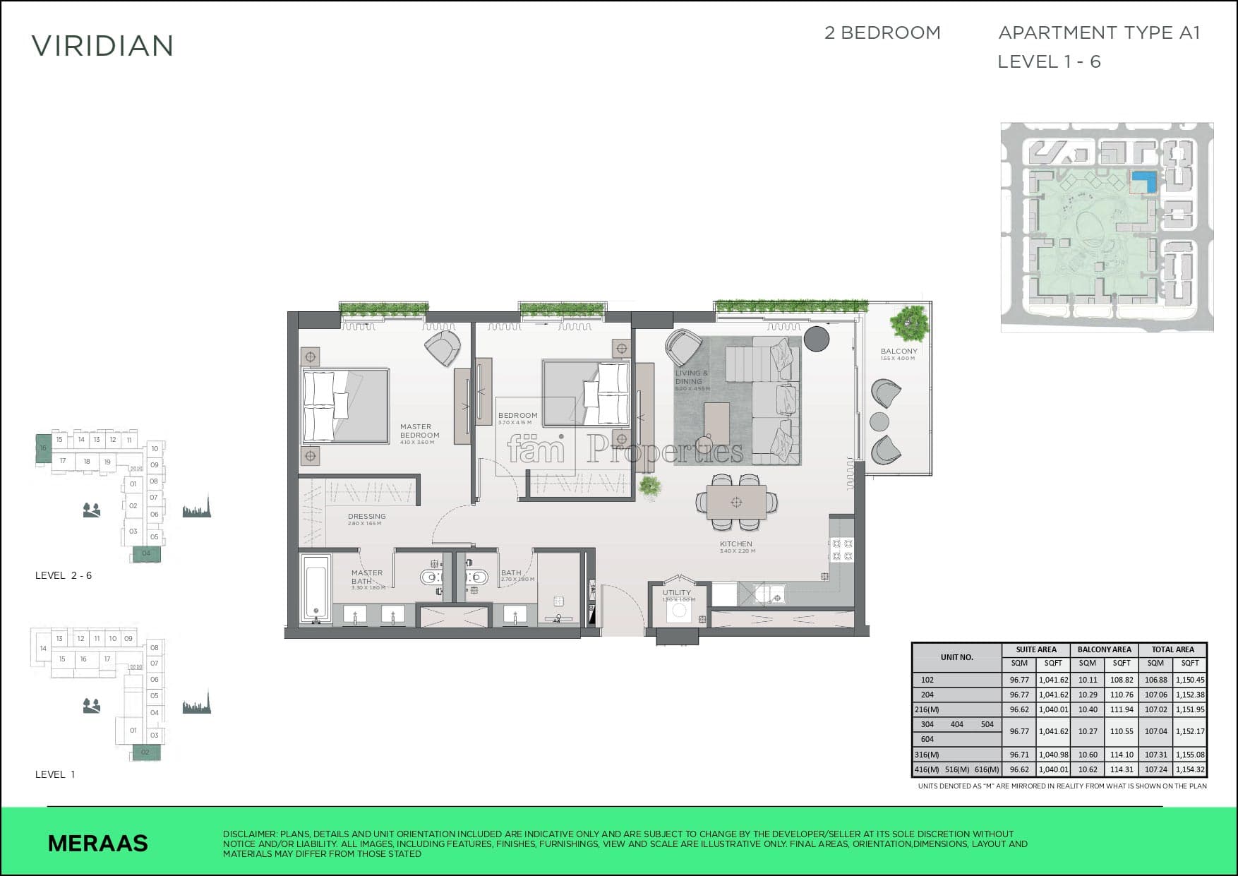 Central Park City Walk Apartments, 2-Bed Floor Plan, type: 2 bedroom