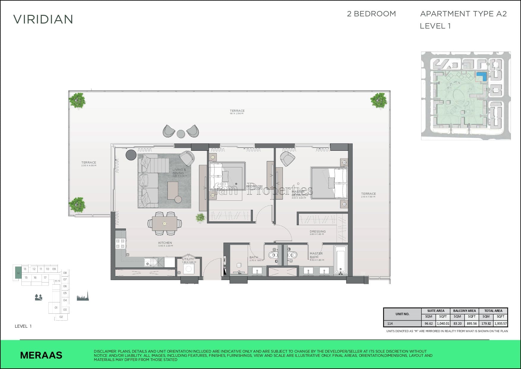 Central Park City Walk Apartments, 2-Bed Floor Plan, type: 2 bedroom