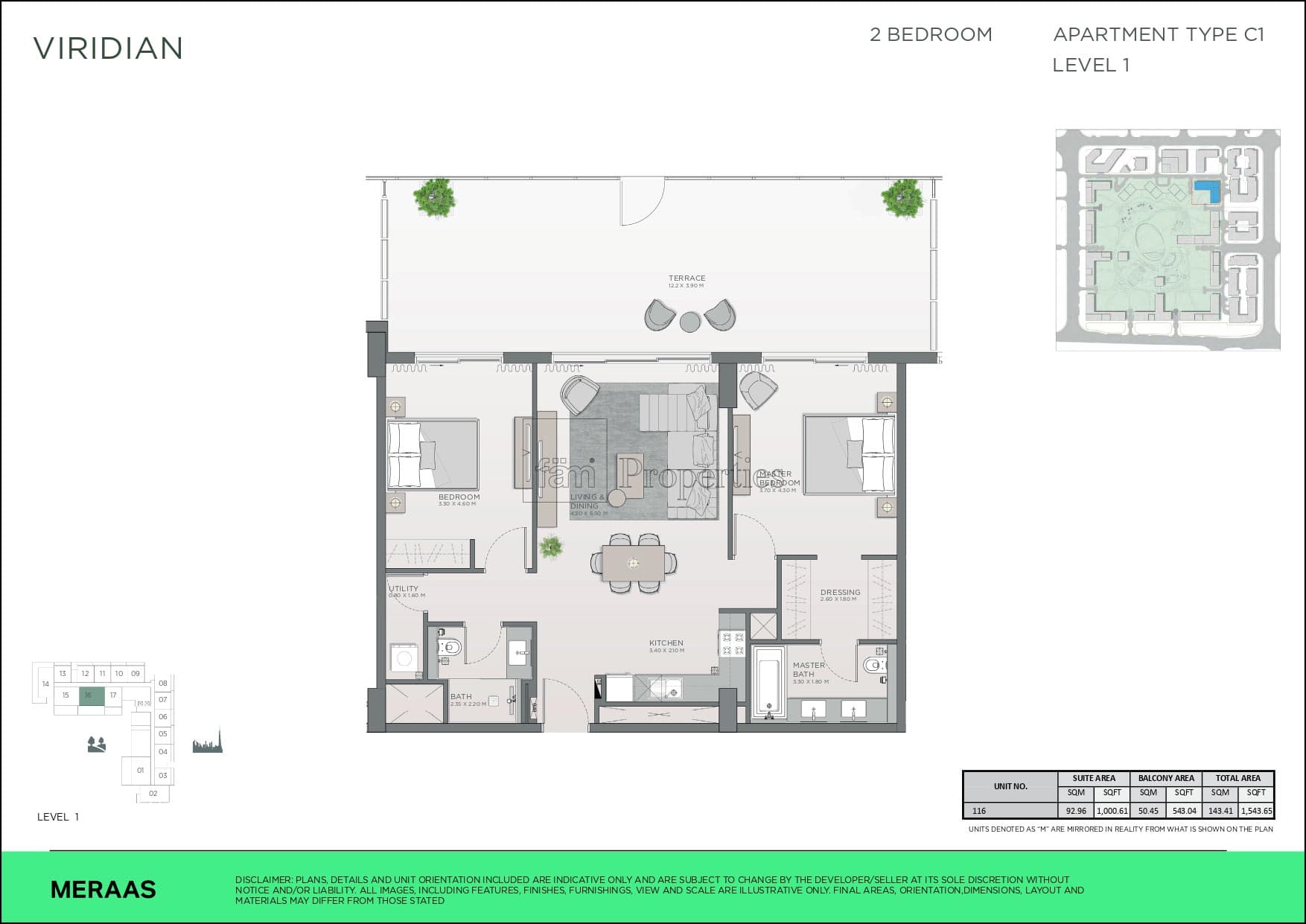 Central Park City Walk Apartments, 2-Bed Floor Plan, type: 2 bedroom