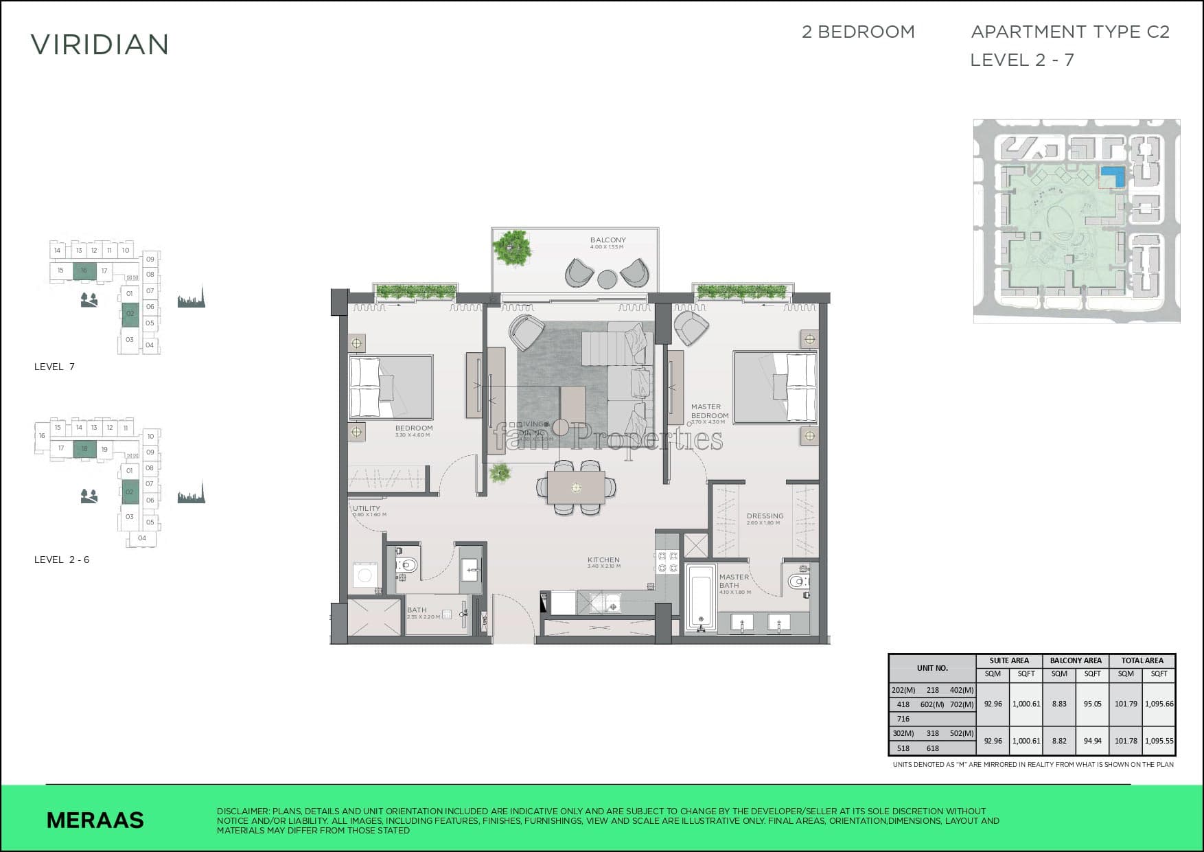 Central Park City Walk Apartments, 2-Bed Floor Plan, type: 2 bedroom