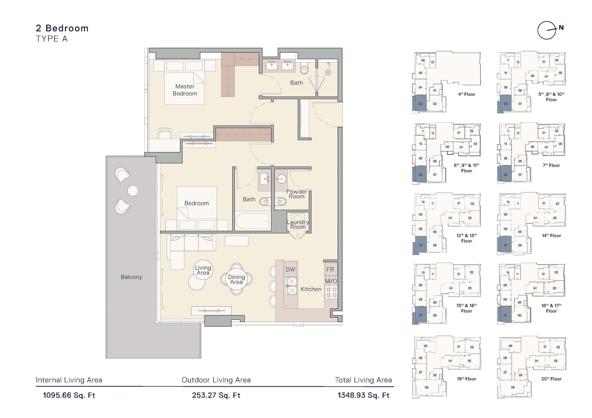 The Crestmark, 2-Bed Floor Plan, type: 2 Bedroom