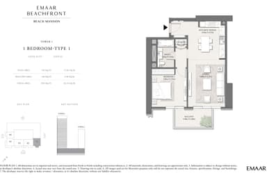 Tower 1 Type 1, Level P2-P7, Unit 01-1 Bedroom Apartment