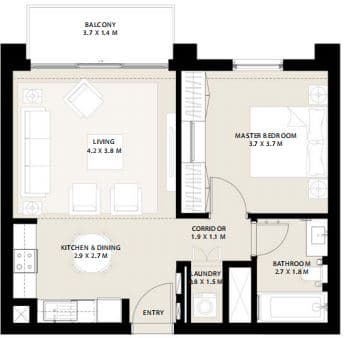 Type 1.3 Building 2 - 1BD -4