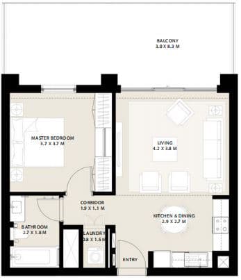 Type 1.1 Building 2 - 1BD -2