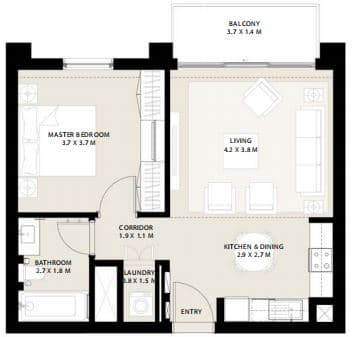 Type 1.4 Building 2 - 1BD -5