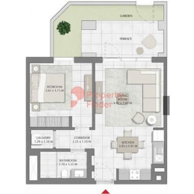 Building 1, Level 1-1 Bedroom Apartment