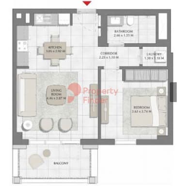 Building 1, Level 5-1 Bedroom Apartment