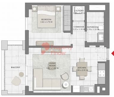 Building 1, Level 5-1 Bedroom Apartment