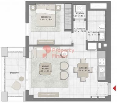 Building 1, Level 2,3,4-1 Bedroom Apartment