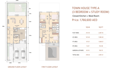 Type-A (3 Bedroom + Study Room) Closed Kitchen + Maid Room