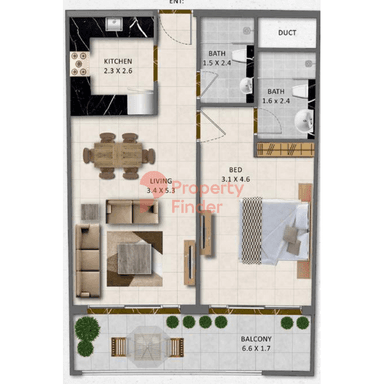 1 Bedroom Apartment