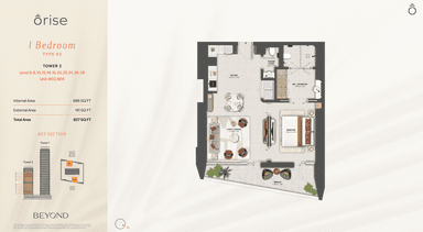 Type A2 - T2 - 1BR - Level 6, 8, 10, 12, 14, 16, 20, 22, 24, 26, 28