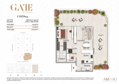Type D103 - 1 BHK Plus | Gate D