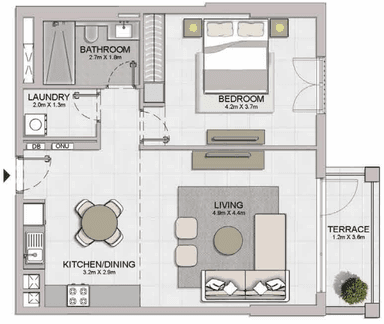Type 1 Level 1,2,3,4,5,6 - Building 2 -5 - 1BD