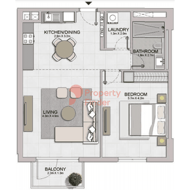 1 Bedroom Apartment Building 1-2 Type 2 Level 2,3,4,5,6