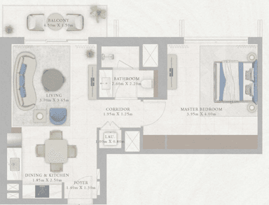 Type 5- Tower 1 1 bedroom