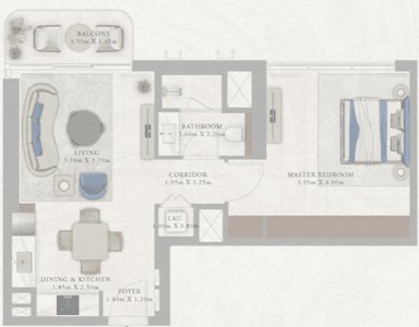 Type 4-Tower2 1 bedr