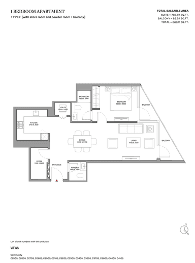 Type F (with store room and powder room + balcony)