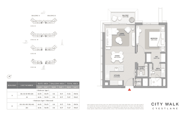Type C Mirrored - 1 BR