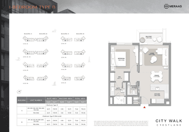 Type B Mirrored - 1 BR